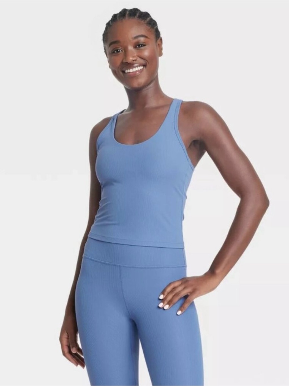 all in motion Ribbed Scoop Neck Tank Top - Periwinkle Blue